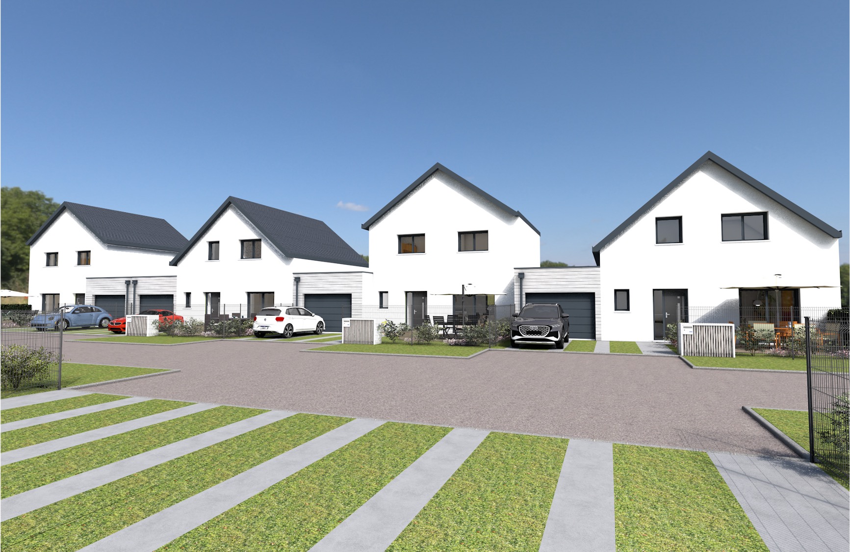 Maisons individuelles modernes à Caen, respectant les normes environnementales, avec des finitions haut de gamme.