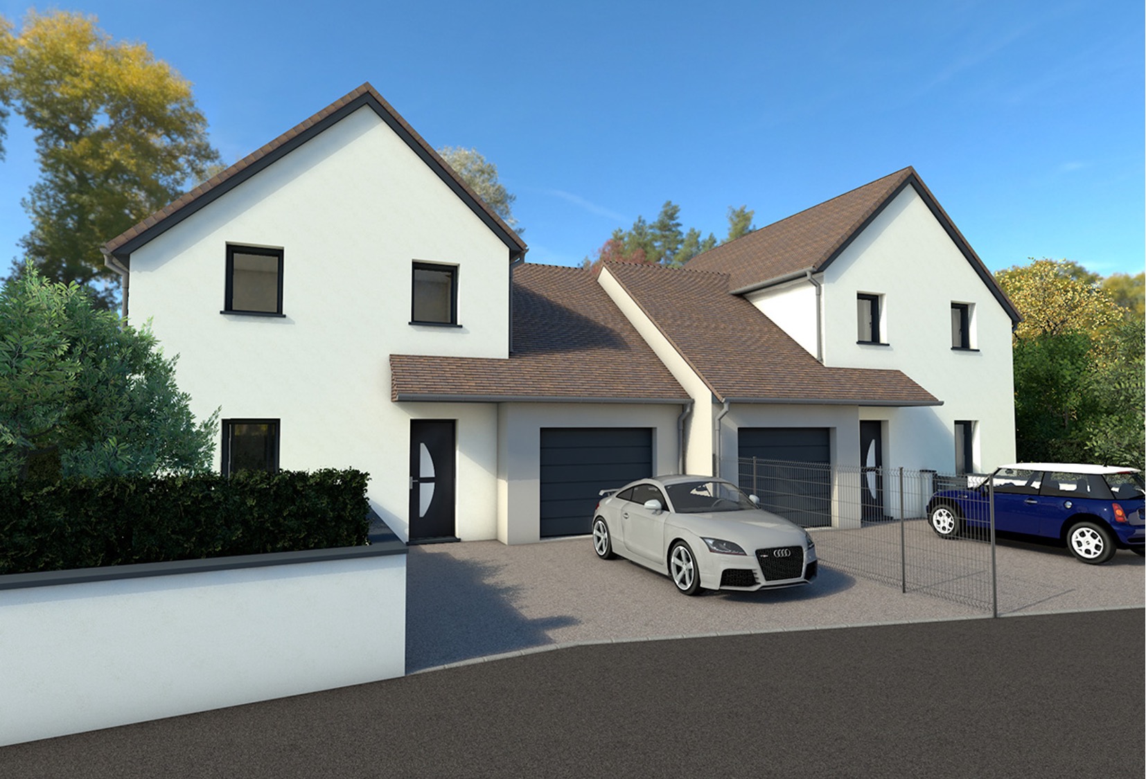 Maison contemporaine à Amfréville 14860, Normandie, avec un design de qualité et respectant les normes environnementales RE 2020.